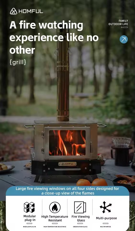 موقد حطب محمول من HOMFUL للتدف - مراجعة Outdoor Camping Oven وسعره
