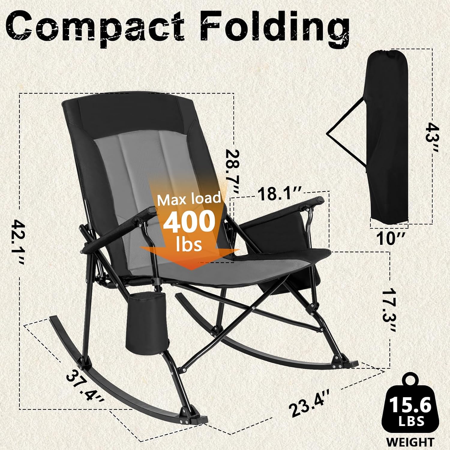 كرسي هزاز محمول بظهر مرتفع ومس - مراجعة Outdoor Camping Rocker وسعره