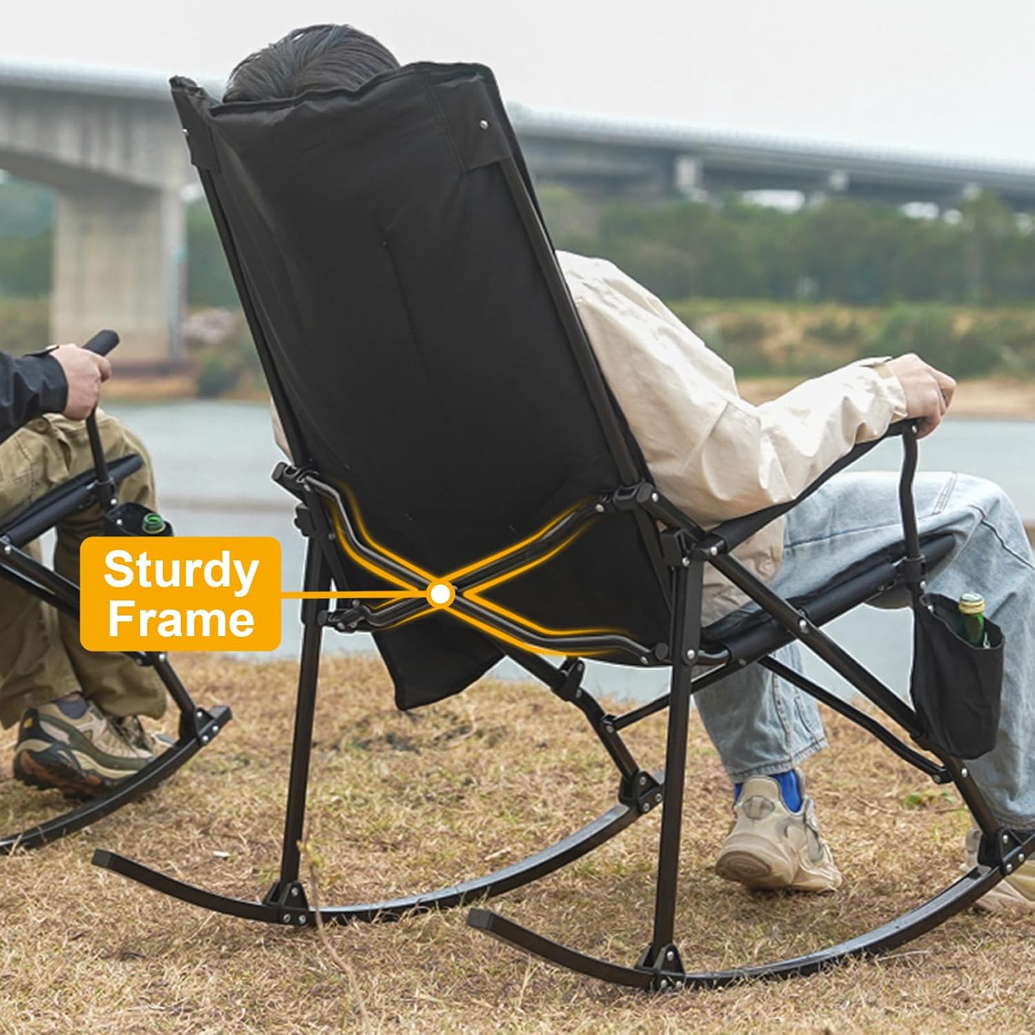 كرسي هزاز محمول بظهر مرتفع ومس - مراجعة Outdoor Camping Rocker وسعره