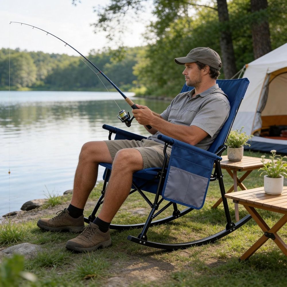 كرسي هزاز محمول عالي التحمل مع - مراجعة Outdoor Camping Rocker وسعره