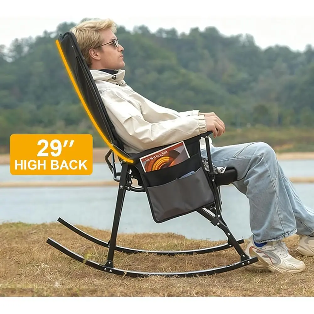 كرسي هزاز محمول ذو ظهر مرتفع و - مراجعة Outdoor Camping Rocker وسعره