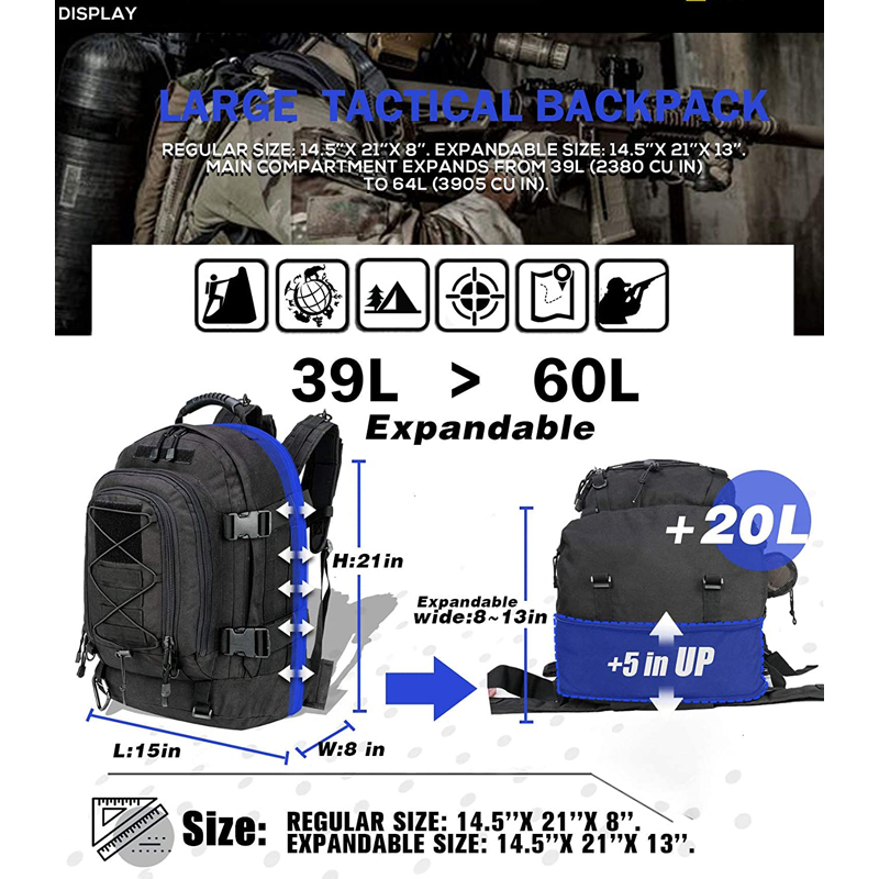 حقيبة ظهر عسكرية للرجال سعة 65 - مراجعة Lightweight Backpack 65L وسعره
