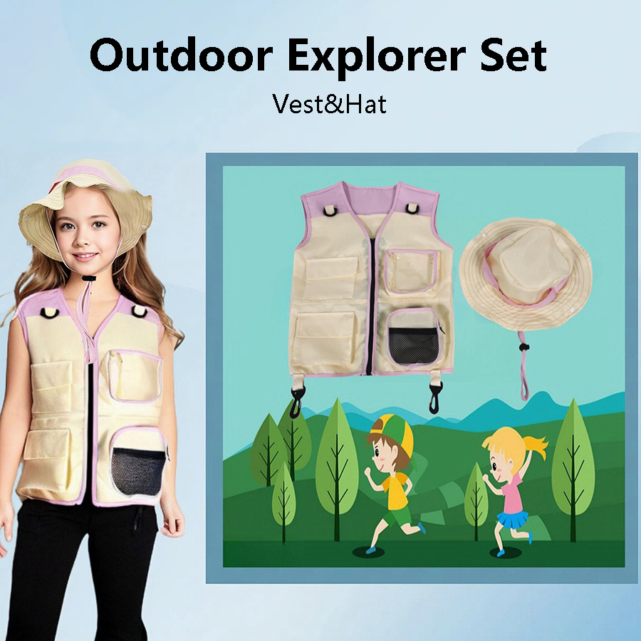 صدرية وقبعة مستكشفة للأطفال ،  - مراجعة Outdoor Camping Activities For Kids وسعره