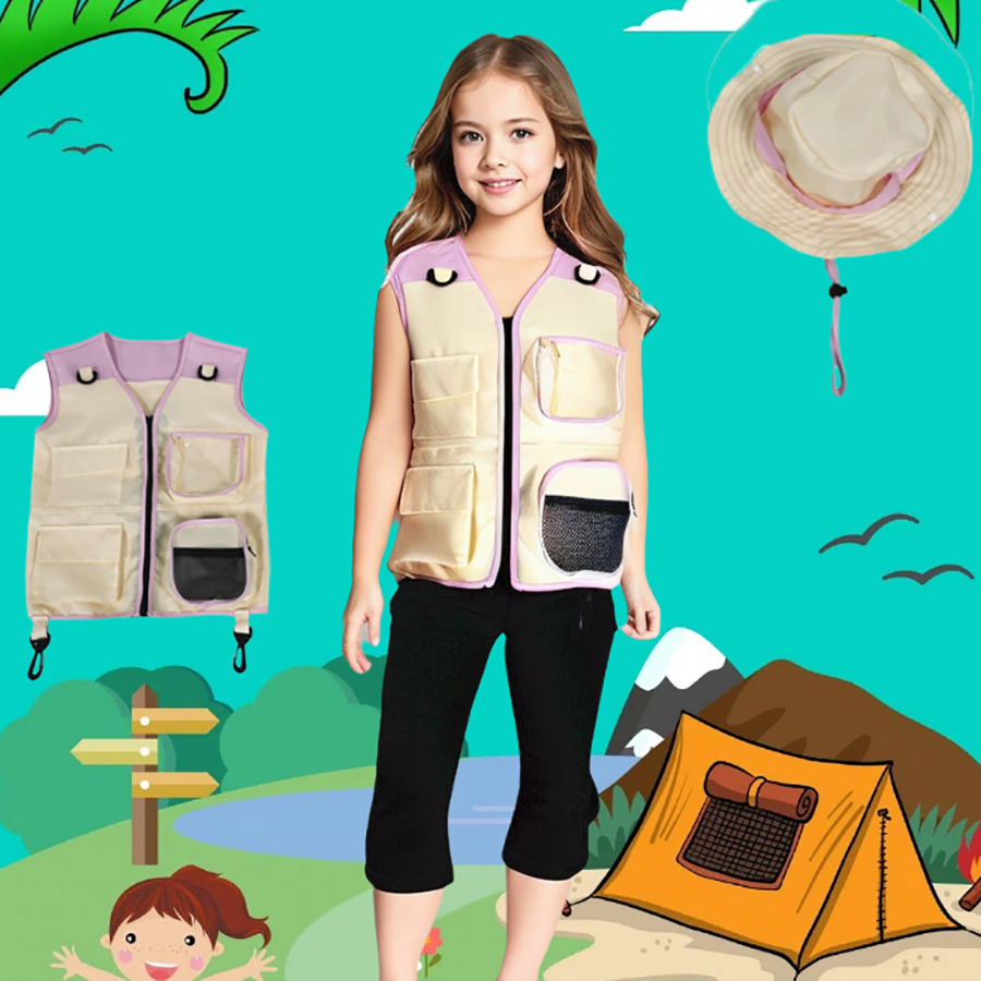 صدرية وقبعة مستكشفة للأطفال ،  - مراجعة Outdoor Camping Activities For Kids وسعره