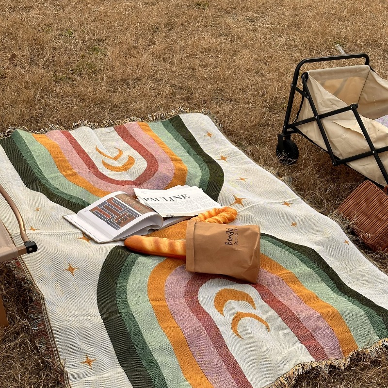 بطانية مخططة بألوان قوس قزح نا - مراجعة Outdoor Camping Decor Ideas وسعره