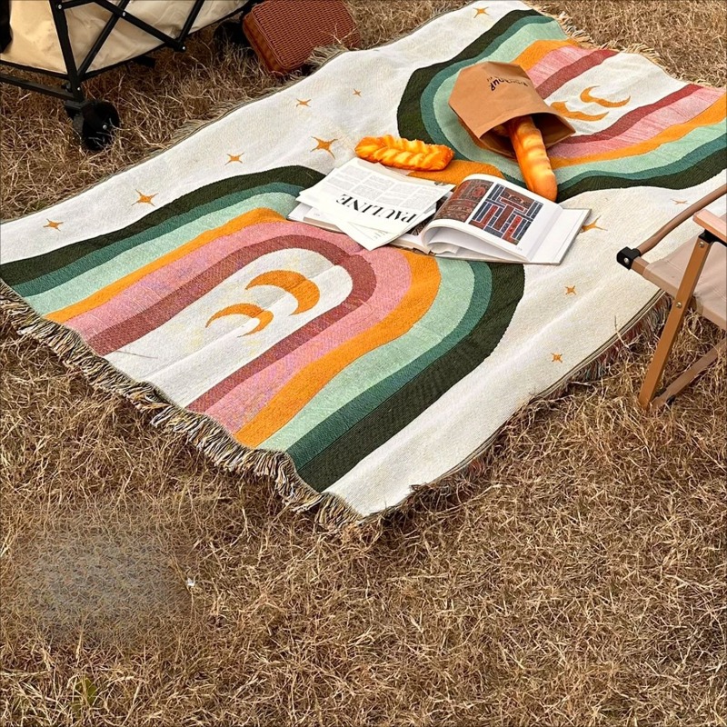 بطانية مخططة بألوان قوس قزح نا - مراجعة Outdoor Camping Decor Ideas وسعره