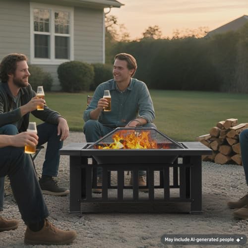طاولة موقد نار معدنية مربعة ال - مراجعة Outdoor Camping Fireplace وسعره